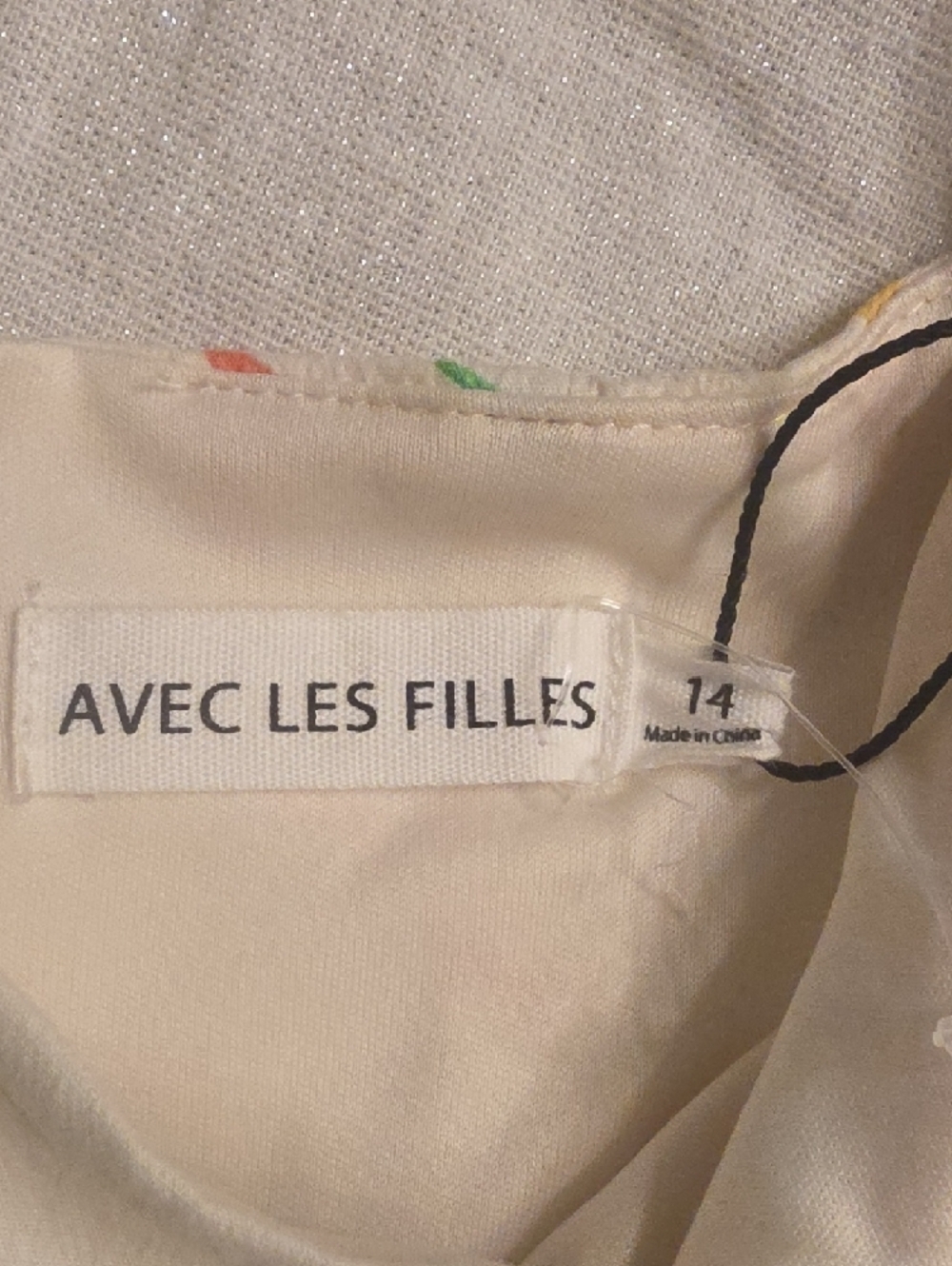 Avec Les Filles White Cotton Fruit-Print Flared Mini Dress Size 14 - Picture 2 of 16